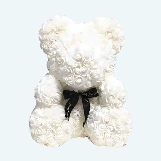 La Peluche 25cm Peluche ours en rose blanche