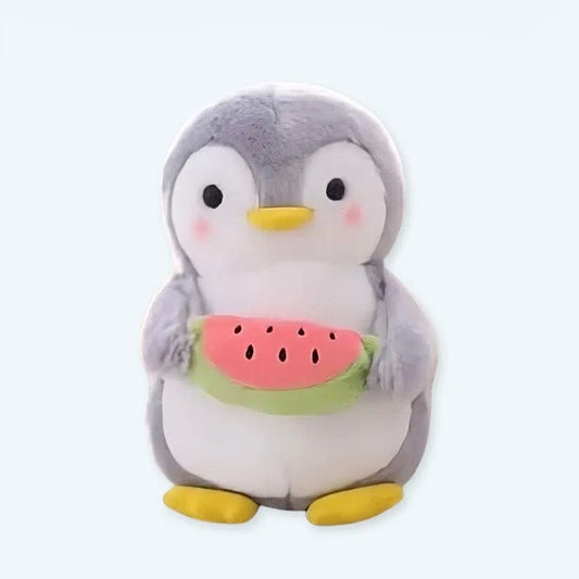 La Peluche 25cm Peluche pingouin avec pastèque