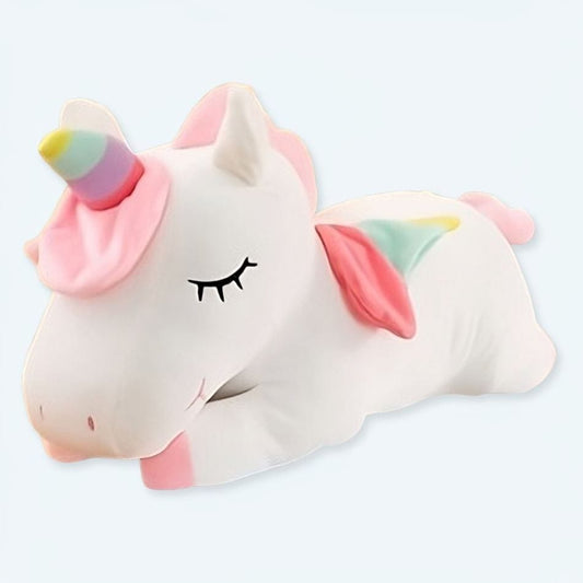 La Peluche 30cm Peluche licorne blanche couchée