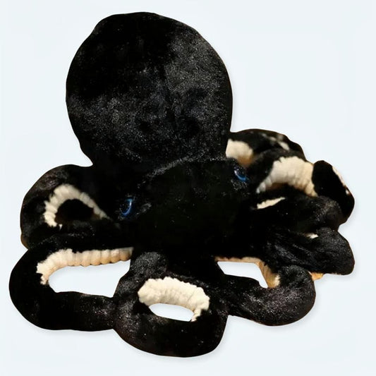 La Peluche 30cm Peluche pieuvre noire et blanche