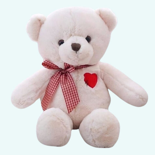 La Peluche 35cm Peluche ours blanc avec cœur