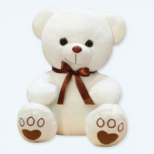 La Peluche 35cm Peluche ours blanc avec ruban