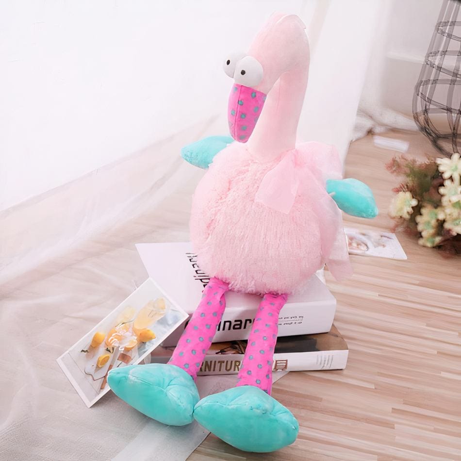 La Peluche 40cm Peluche flamant rose rigolo