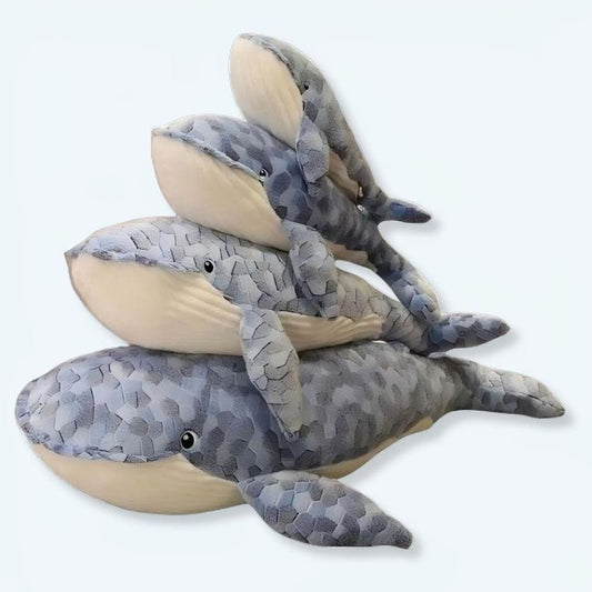 La Peluche 50cm Peluche baleine mosaïque bleu