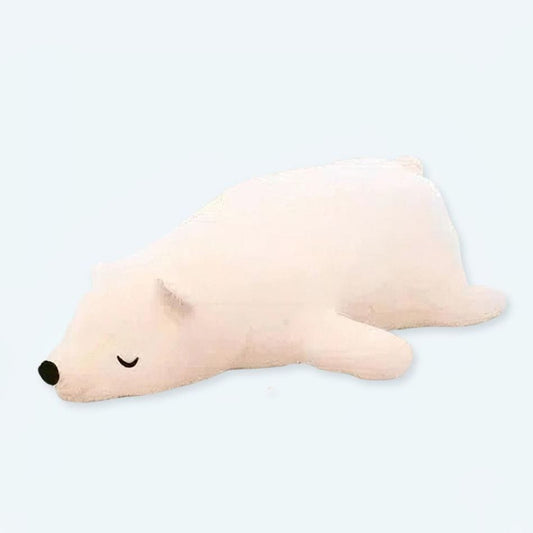 La Peluche 50cm Peluche ours blanc dormant