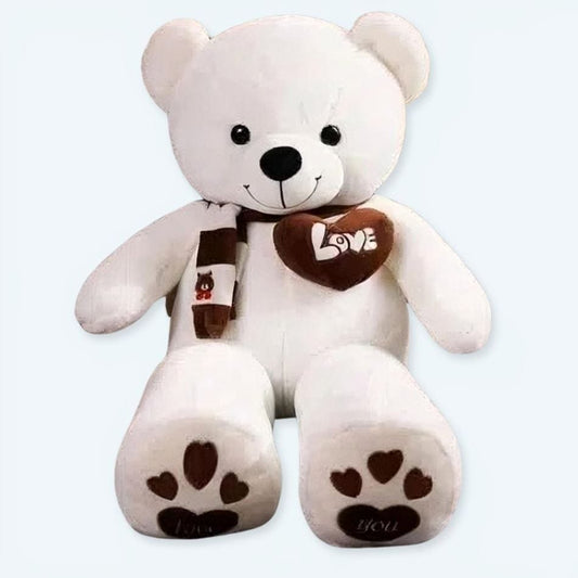 La Peluche 80cm Peluche ours blanc love