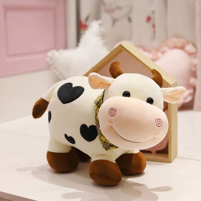 La Peluche Blanc / 25cm Peluche vache motif coeur