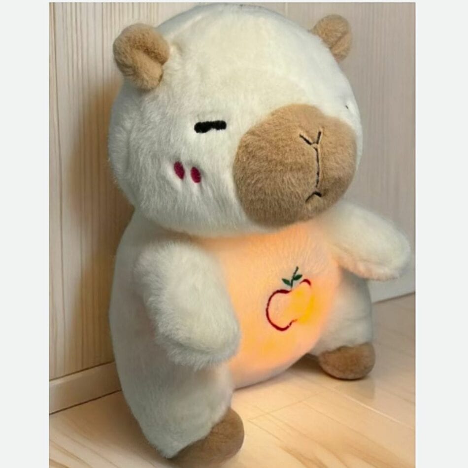 La Peluche Blanc Peluche capybara respirante avec berceuses