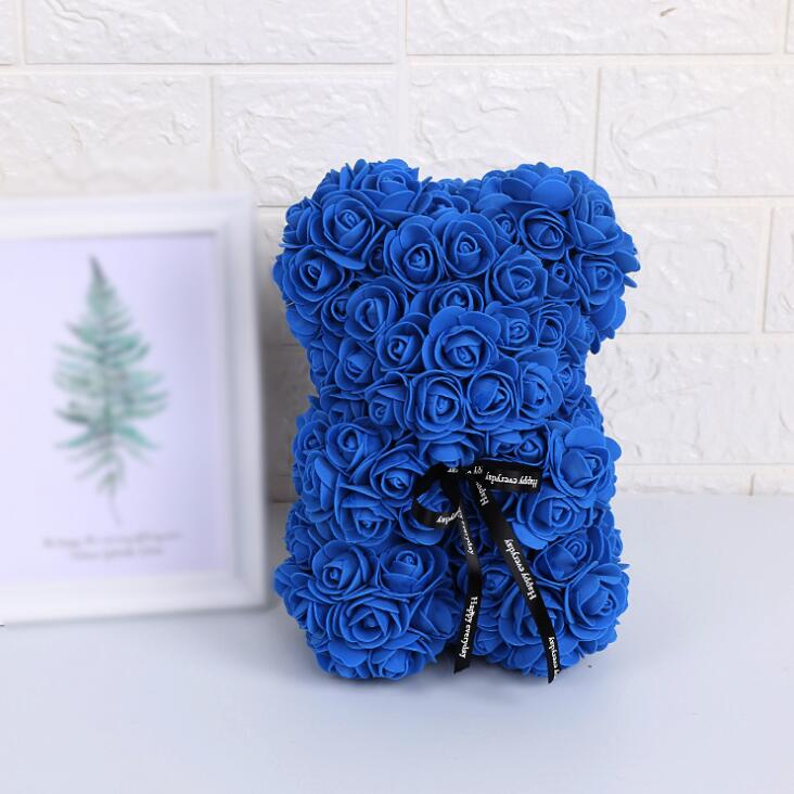 La Peluche Bleu Ourson en rose pour Saint-Valentin