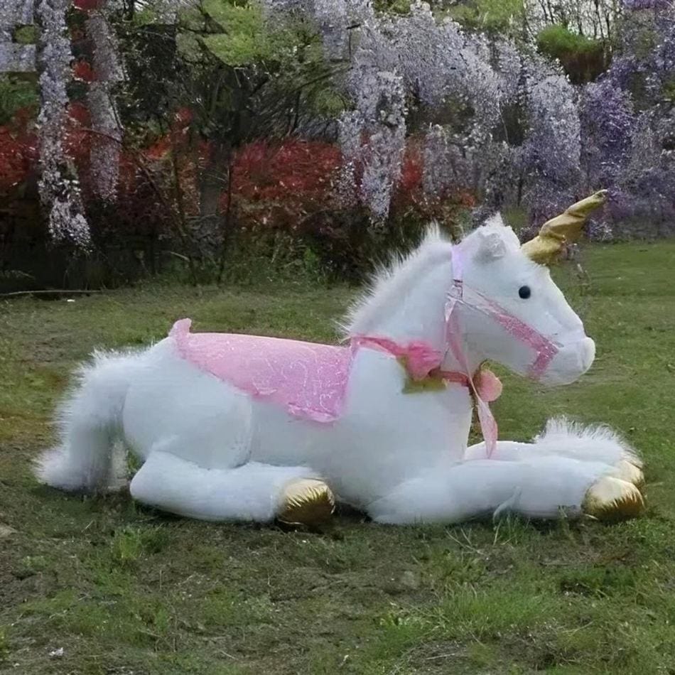 La Peluche Grande peluche licorne cheval blanc