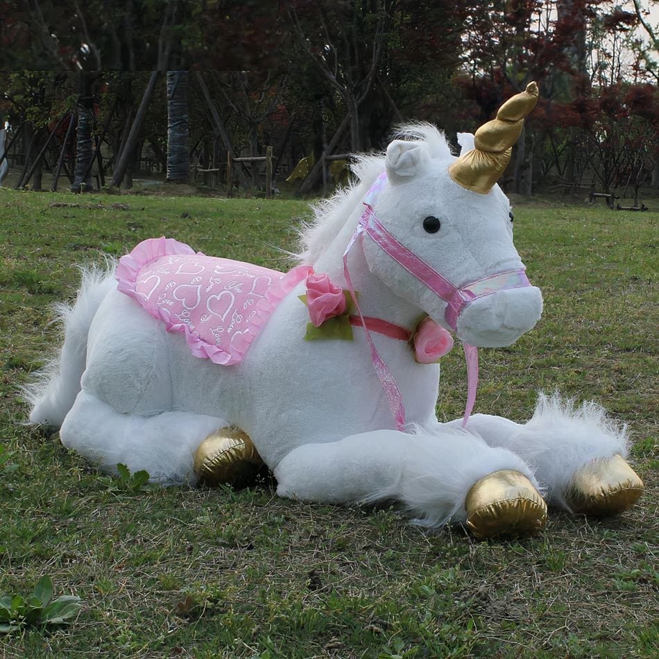 La Peluche Grande peluche licorne cheval blanc