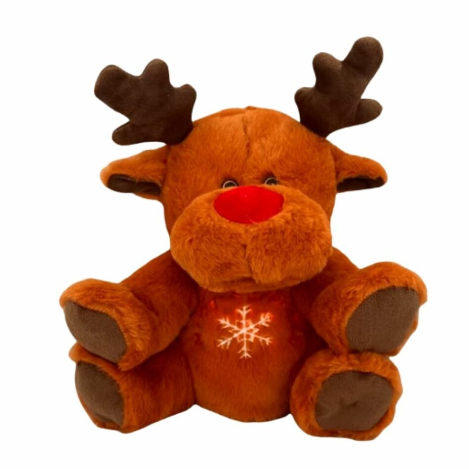 La Peluche Marron Peluche veilleuse renne de Noël respirante avec berceuses