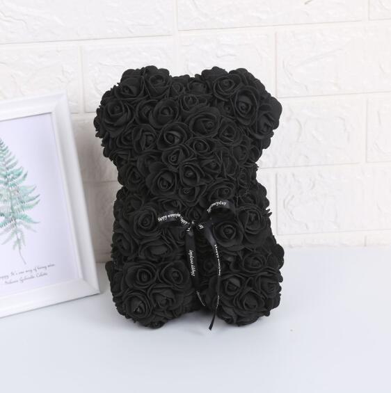 La Peluche Noir Ourson en rose pour Saint-Valentin