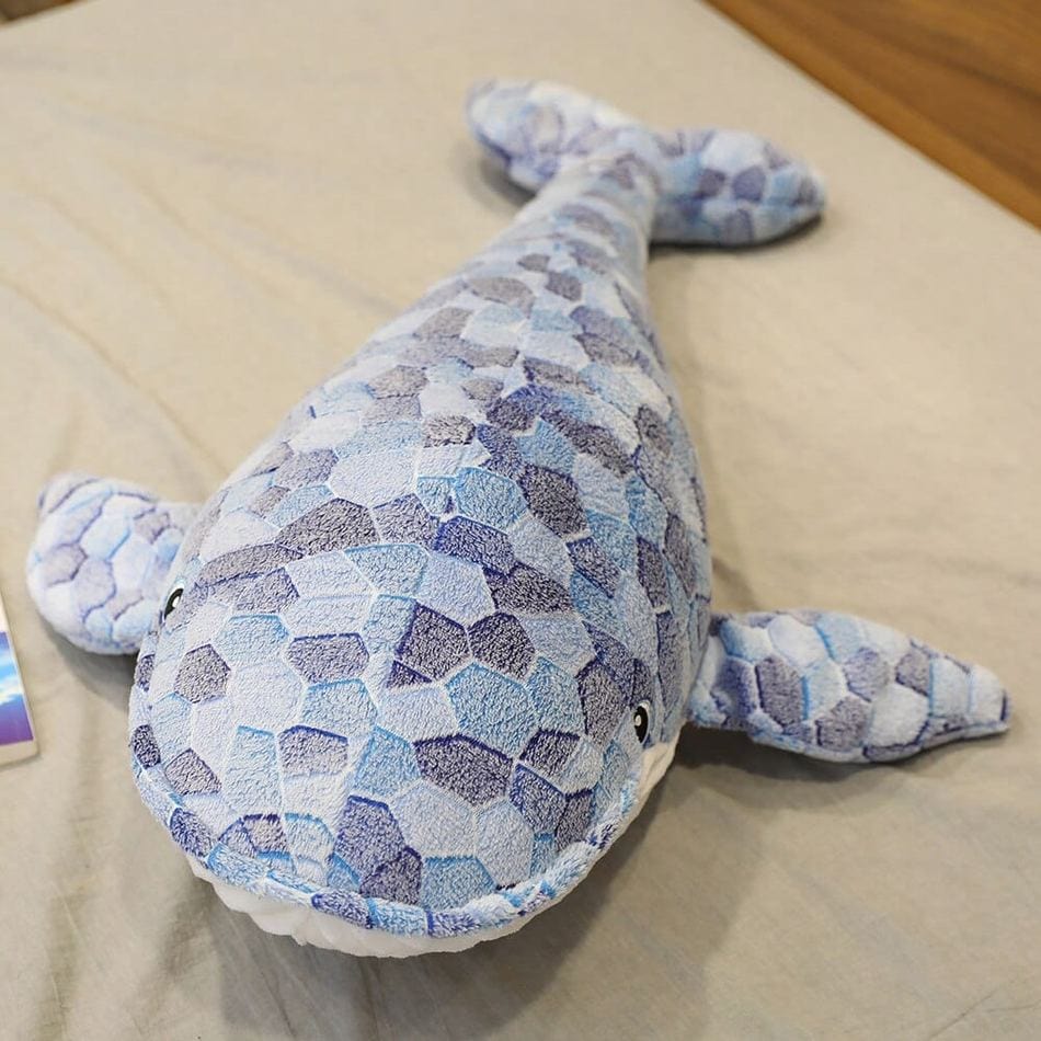 La Peluche Peluche baleine mosaïque bleu