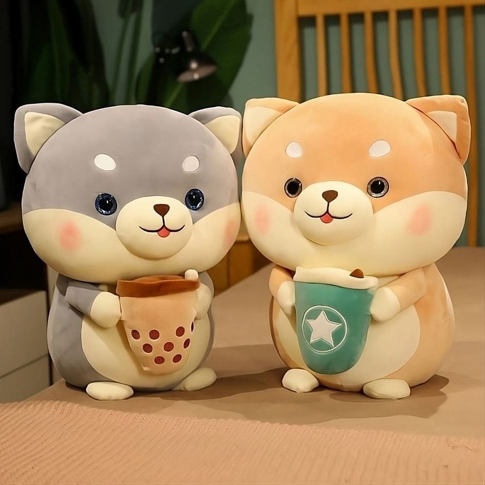 La Peluche Peluche chien avec Bubble Tea