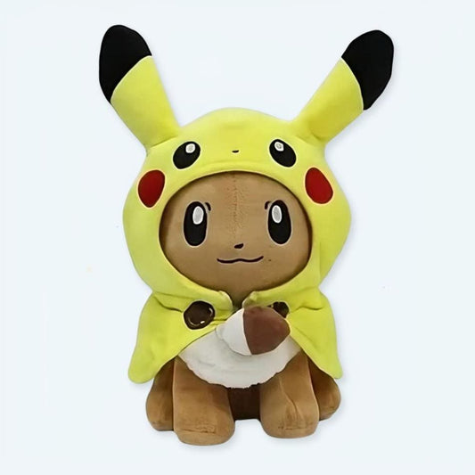 La Peluche Peluche Evoli déguisée en Pikachu jaune