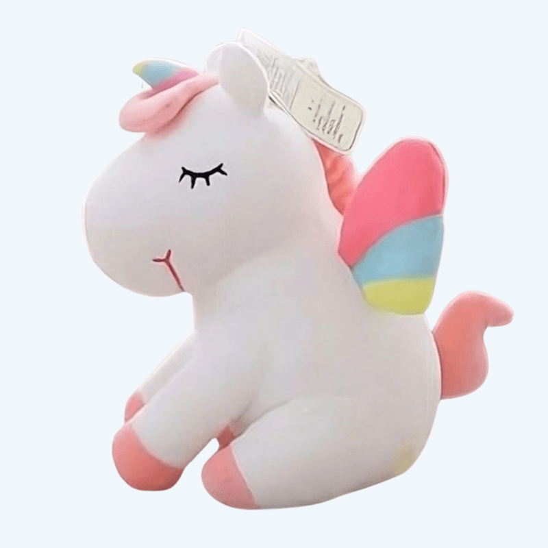 La Peluche Peluche licorne blanche en arc-en-ciel