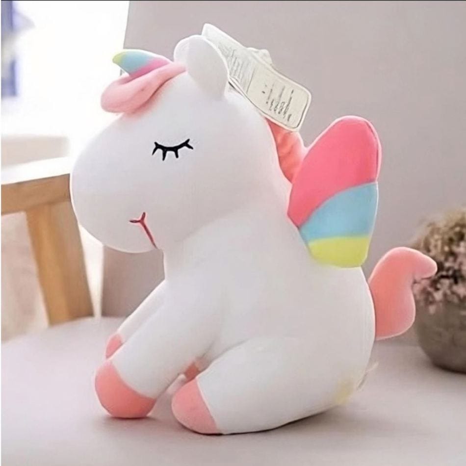 La Peluche Peluche licorne blanche en arc-en-ciel