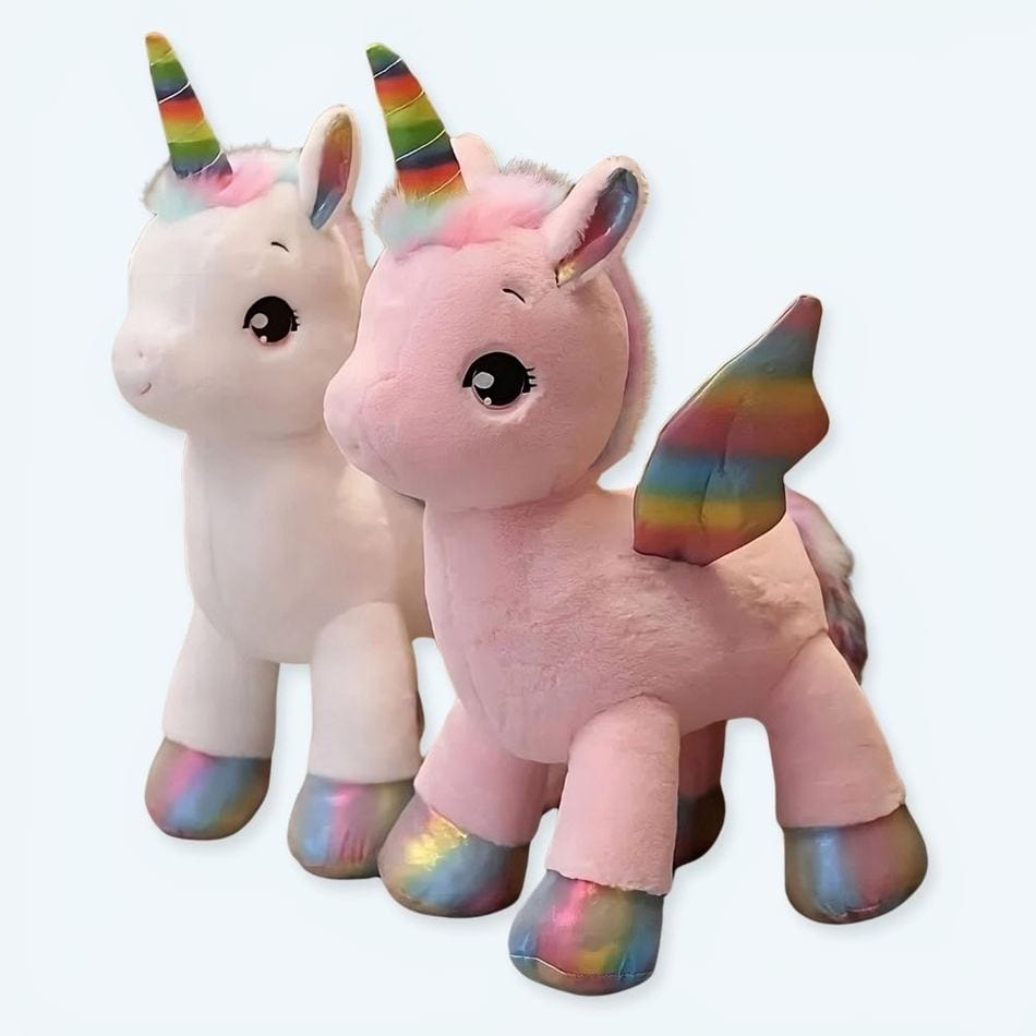 La Peluche Peluche licorne colorée en arc-en-ciel