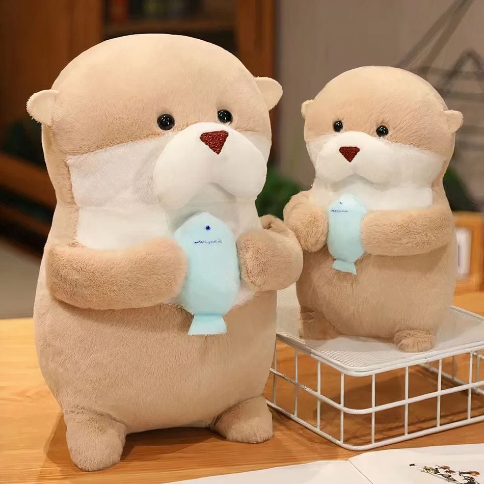 La Peluche Peluche loutre et son poisson