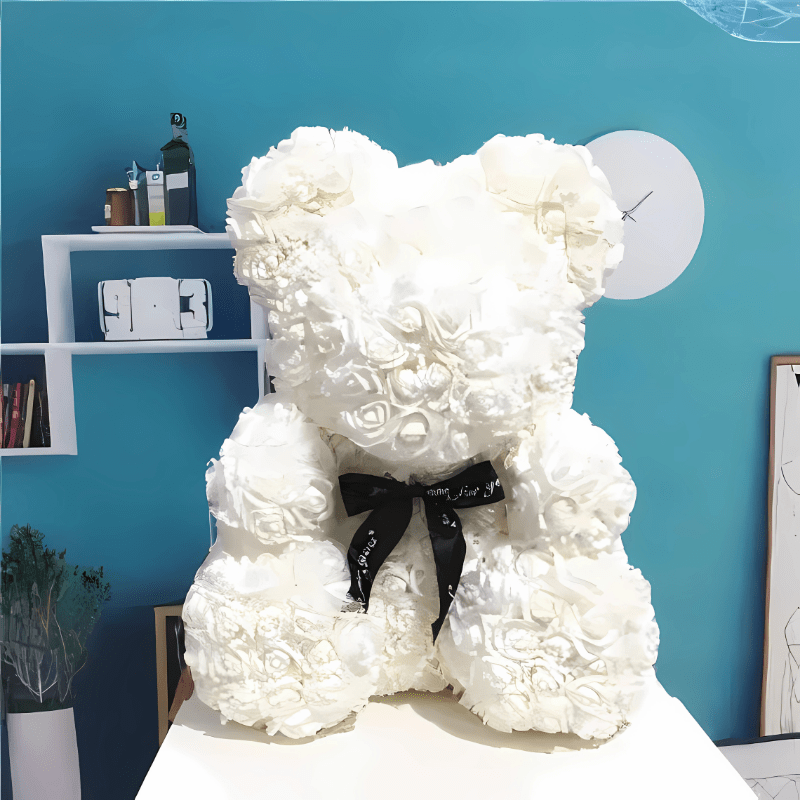 La Peluche Peluche ours en rose blanche