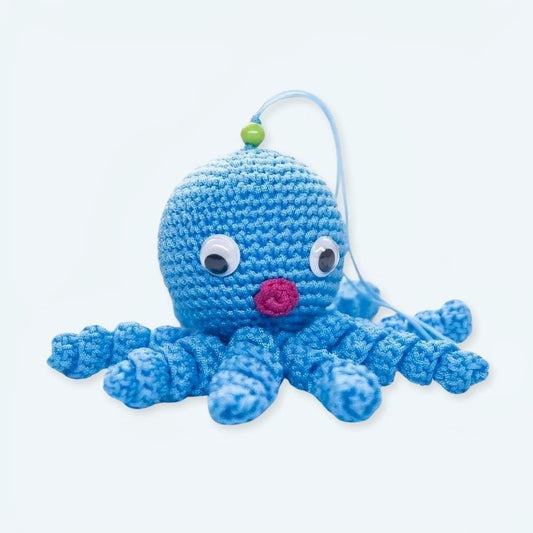 La Peluche Peluche poulpe bleue tricot