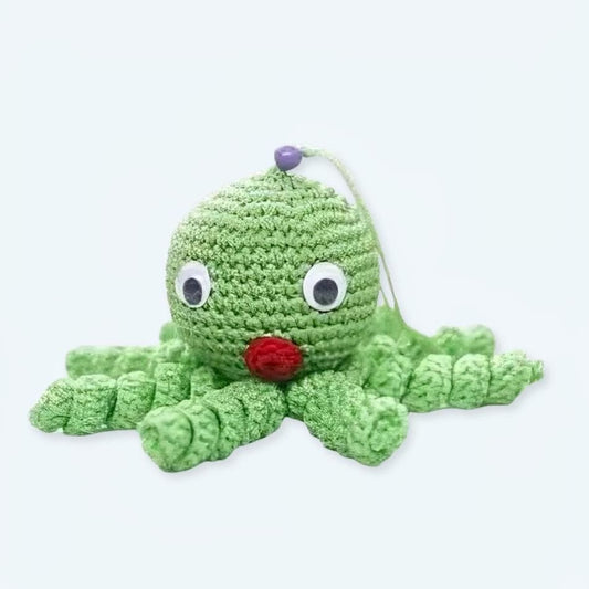 La Peluche Peluche poulpe verte tricot