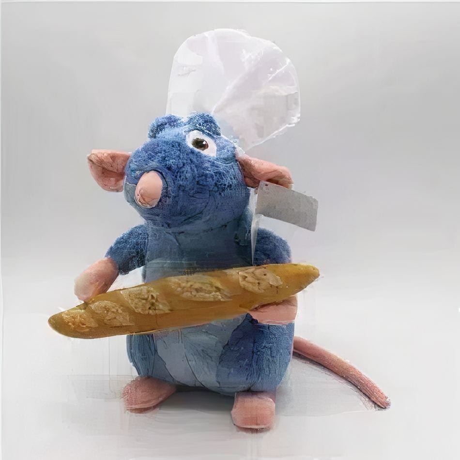 La Peluche Peluche Ratatouille avec du pain