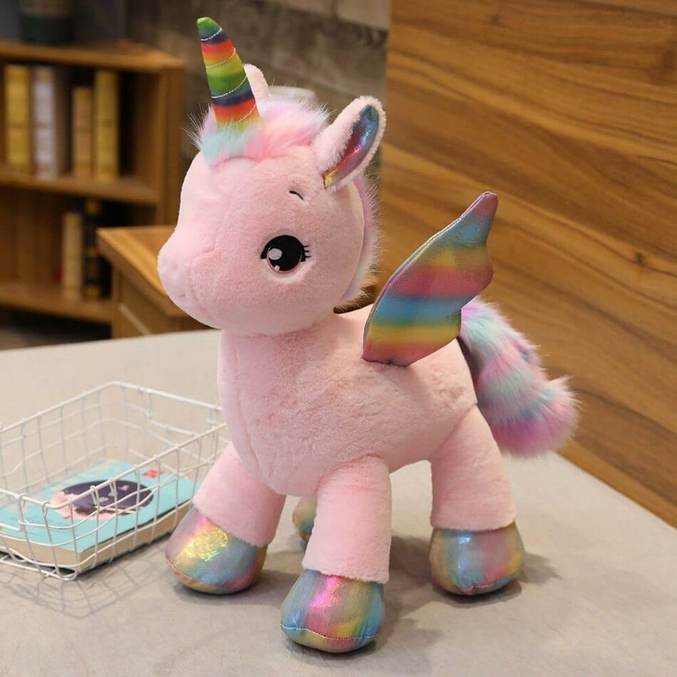 La Peluche Rose / 40cm Peluche licorne colorée en arc-en-ciel